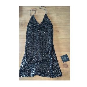 Lulu’s Force of Fashion Black Backless Sequin Mini Dress